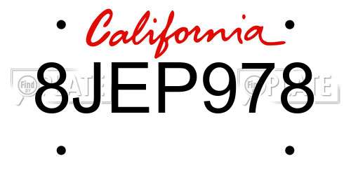 8JEP978 California License Plate