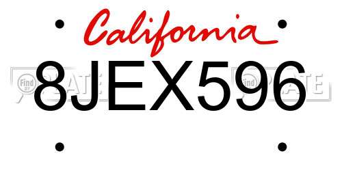 8JEX596 California License Plate