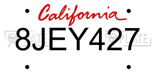 8JEY427 California License Plate