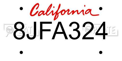 8JFA324 California License Plate