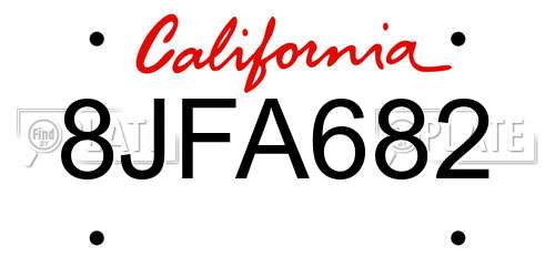8JFA682 California License Plate