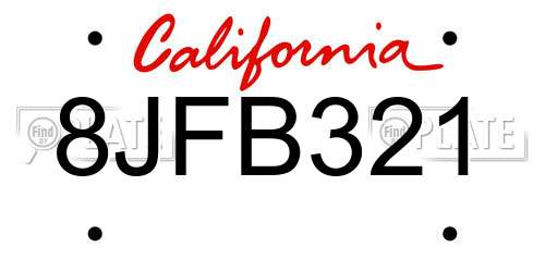 8JFB321 California License Plate