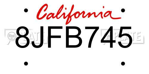 8JFB745 California License Plate