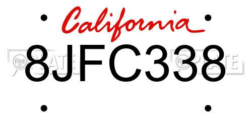 8JFC338 California License Plate