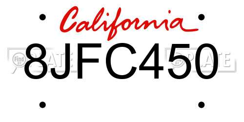 8JFC450 California License Plate