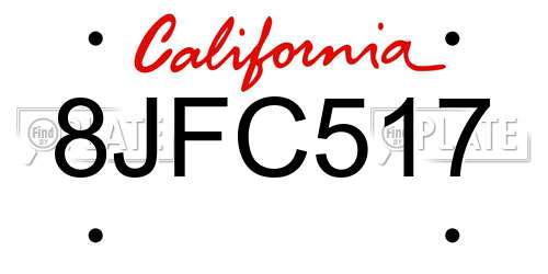 8JFC517 California License Plate