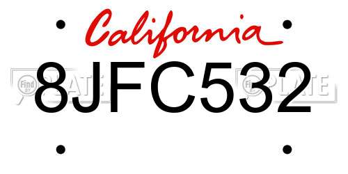 8JFC532 California License Plate