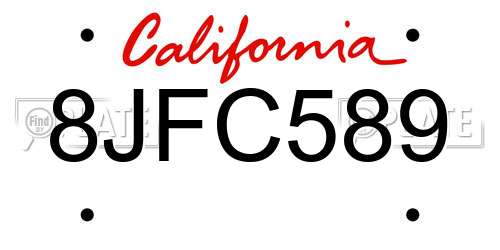 8JFC589 California License Plate