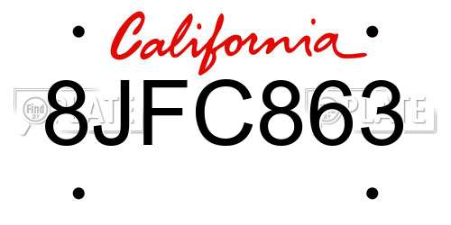 8JFC863 California License Plate