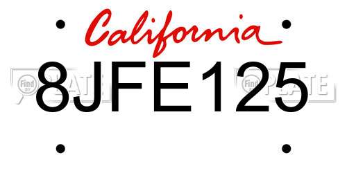8JFE125 California License Plate