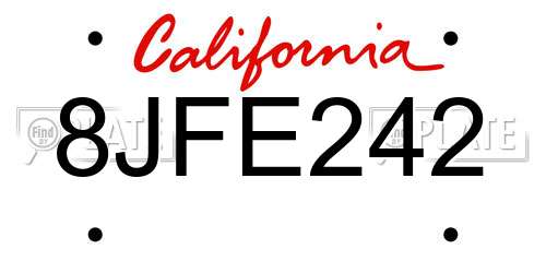 8JFE242 California License Plate