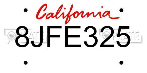 8JFE325 California License Plate