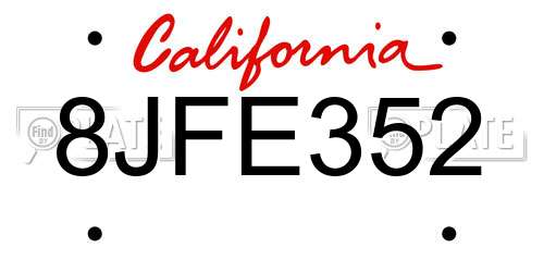 8JFE352 California License Plate