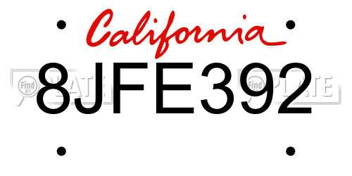 8JFE392 California License Plate