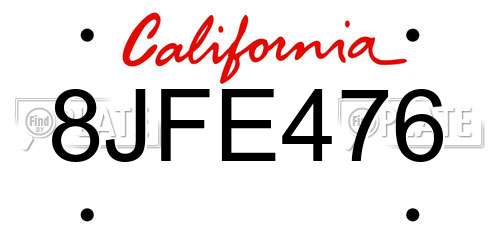 8JFE476 California License Plate