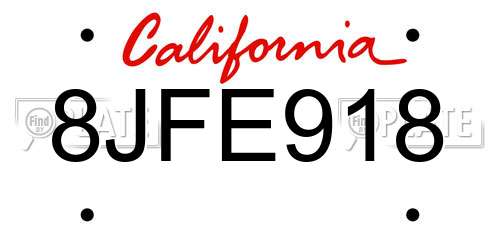 8JFE918 California License Plate