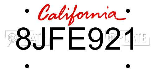 8JFE921 California License Plate