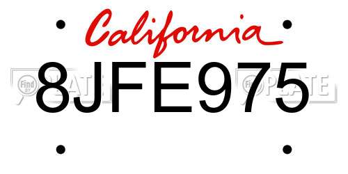 8JFE975 California License Plate