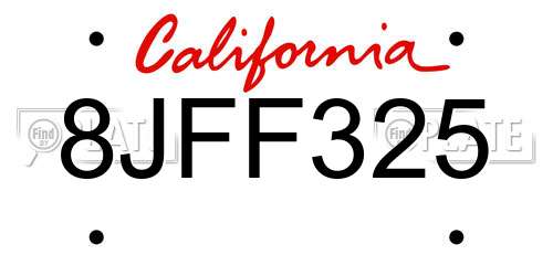 8JFF325 California License Plate