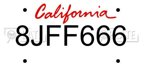 8JFF666 California License Plate
