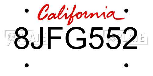 8JFG552 California License Plate
