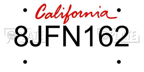 8JFN162 California License Plate