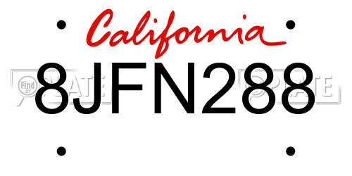 8JFN288 California License Plate