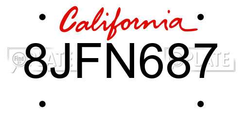 8JFN687 California License Plate