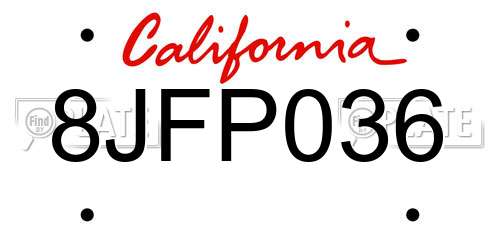 8JFP036 California License Plate