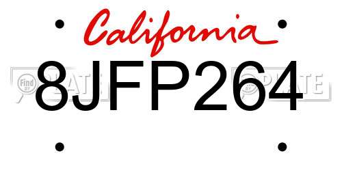 8JFP264 California License Plate