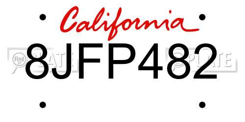 8JFP482 California License Plate