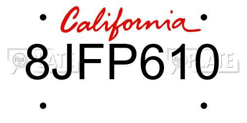 8JFP610 California License Plate