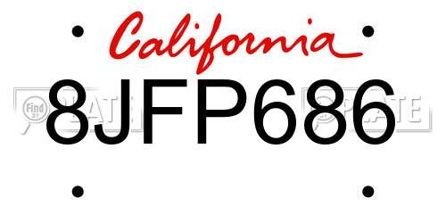 8JFP686 California License Plate