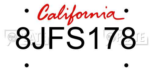 8JFS178 California License Plate