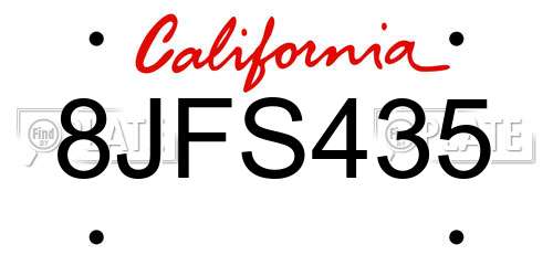 8JFS435 California License Plate