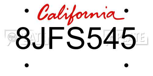 8JFS545 California License Plate