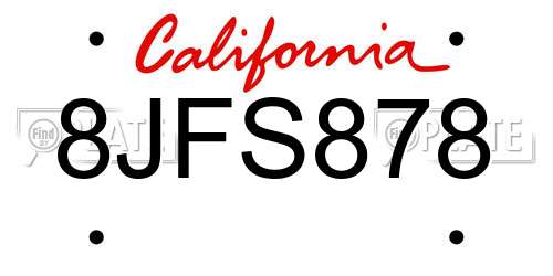 8JFS878 California License Plate