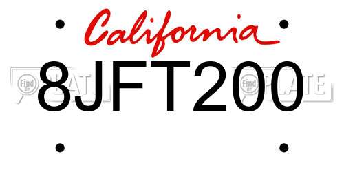 8JFT200 California License Plate