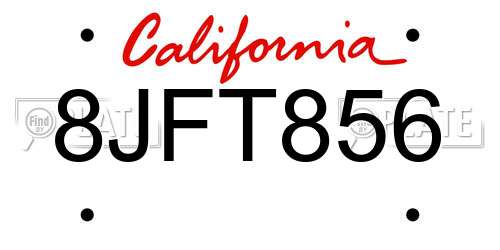 8JFT856 California License Plate