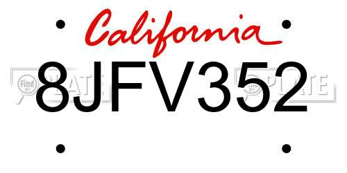 8JFV352 California License Plate