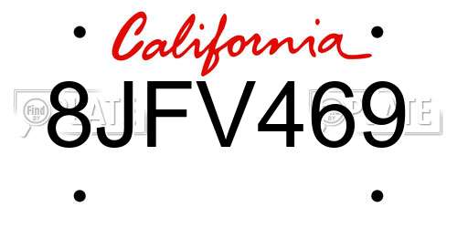 8JFV469 California License Plate