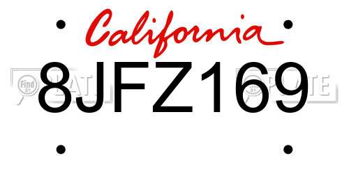 8JFZ169 California License Plate