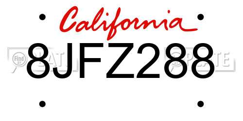 8JFZ288 California License Plate