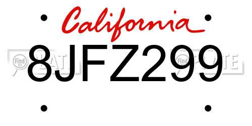 8JFZ299 California License Plate
