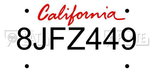 8JFZ449 California License Plate