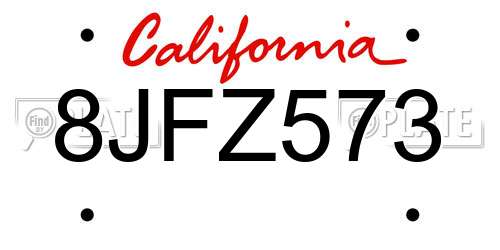 8JFZ573 California License Plate