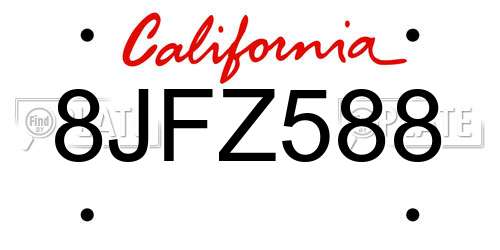 8JFZ588 California License Plate