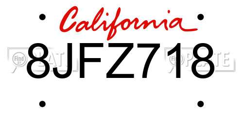 8JFZ718 California License Plate