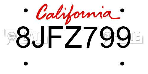 8JFZ799 California License Plate