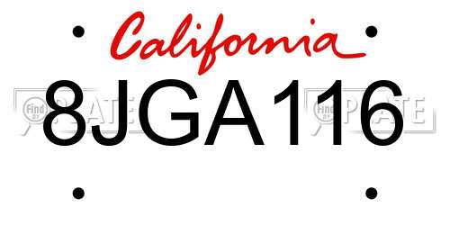 8JGA116 California License Plate